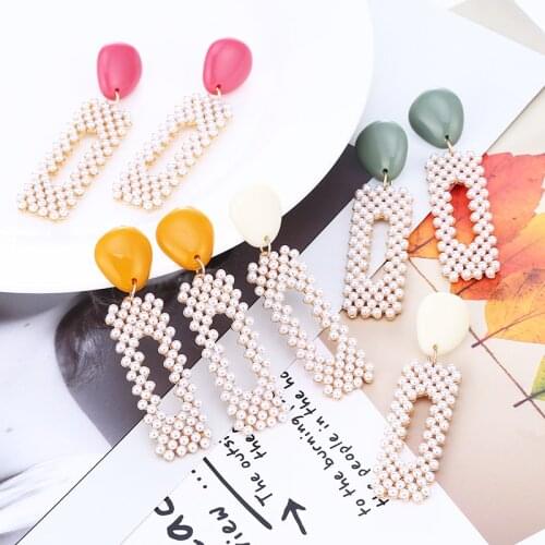 HOCOLE Bohemian Pearl Earrings For Women Long Geometric Statement Drop Earring Unique Jewelry Wedding Bridal Gift 2019