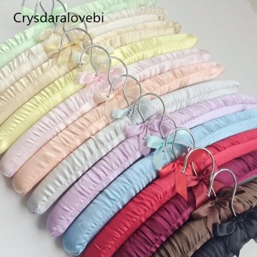 15pcs Cream Milk white Satin Padded Coat Clothes Hook Hangers