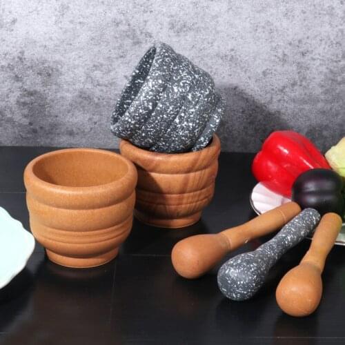 2 Pcs Mortar Pestle Grinder Crusher Beans Garlic Spices Foodstuffs Kitchen Tool Grinders Shaker Spice Container Kitchen Tools
