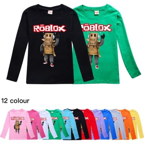 2021 Summer Robloxing Pure Cotton T Shirt for Boys Long Sleeve T-shirts Black Kids Girl Clothes for Youth 16Y boutique outfits