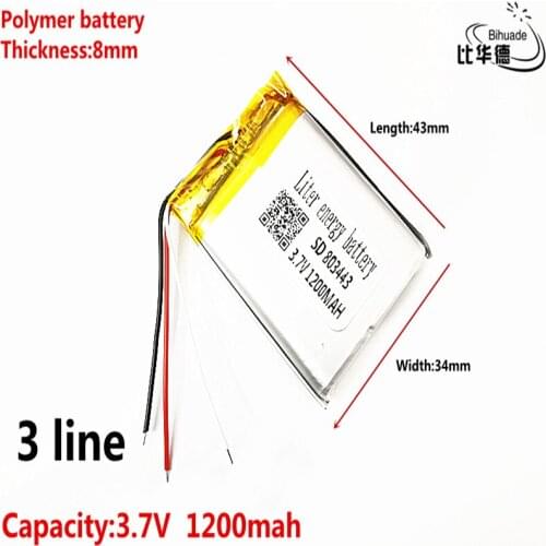 3 line Liter energy battery 3.7V lithium battery early 803443 1200mAh headlight GPS navigator general polymer batteries