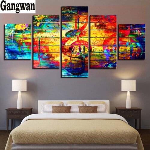 5 Pcs Music Notation Abstract Painting Diamond Paint handmade diamond cross stitch Mosaic home decorative painting square drill