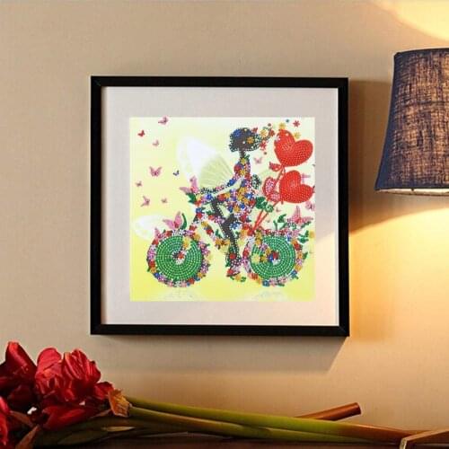 Special Shape Diamond Painting Cycling Girl DIY 5D Part Diamond Cross Stitch Kit Crystal Rhinestone Embroidery Art Home Decor
