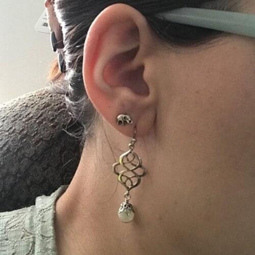 Amazonite Celtic Earrings, Pale Mint & Silver Earrings, Pagan Gemstone Earings, Celtic Knot Earrings