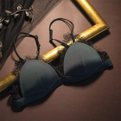 Free shipping bra and panty set lingerie underwear lenceria sexy lace bra girl Wireless bralette biquini eyelash