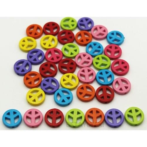 100 pcs Mixed Bubblegum Color Acrylic Peace Sign Charm Beads 16mm fashion diy Accessories F0167