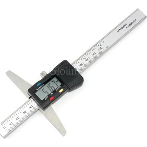High quality 0-150mm 6" Metric Imperial Digital Depth Vernier Caliper Micrometer Stainless Steel Electric Digital Depth Gauge