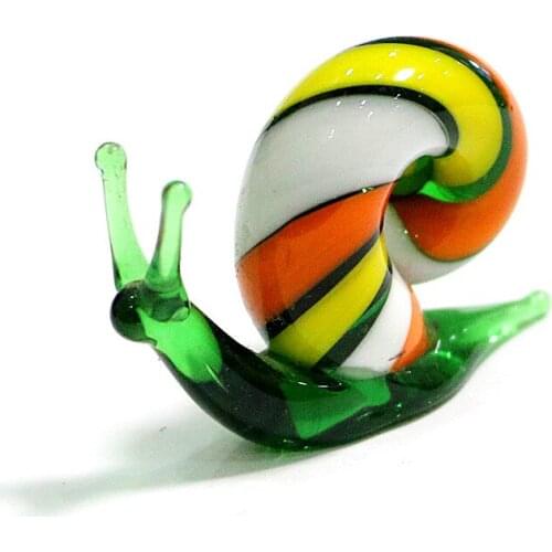 Handmade Murano Glass Snail Miniature Figurines Ornaments Cute Animal Craft Collection Home Garden Decor New Year Gifts For Kids