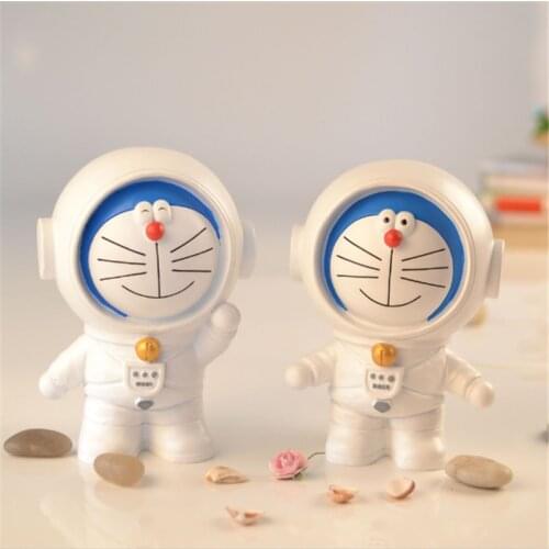 Cos Astronaut Doraemon Model Statue for Home Decoration Cartoon Resin Decoration Money Bank Coins Storage Box for Childen Kids