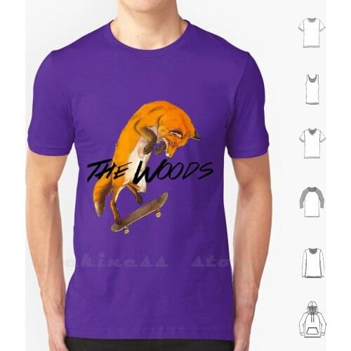 Skater Fox T Shirt Print Big Size 6xl Cotton New Cool Tee Fox Skate Skateboard Graphic Woods The Woods Animals Brand