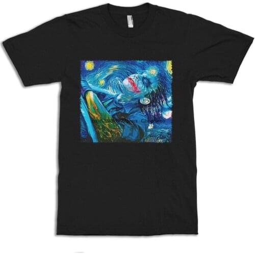 Joker Starry Night Art T Shirt Heath Ledger Joker T Shirt Vincent Van Gogh Style Tee Mens and Womens Sizes