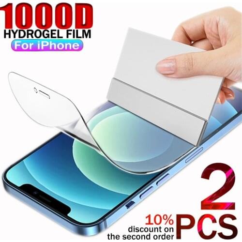 1000D Full Cover Hydrogel Film For iPhone 12 Pro Max X XR XS 12Mini Screen Protector For iPhone 11 Pro Max 8 7 6 Plus Not Glass