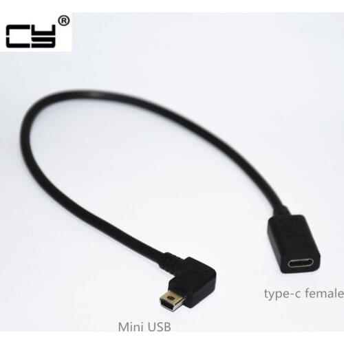 USB 3.1 Type-c Female to USB Mini-USB male 90 Degree Right Angled Convert adapter Cable 25cm Data charger Cable