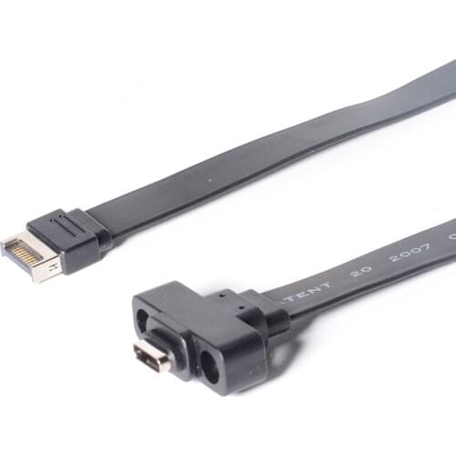 USB 3.1 Type E Male to Type C Female Motherboard Expansion flat Cable With Mounting screw hole USB-C type-c to type-e