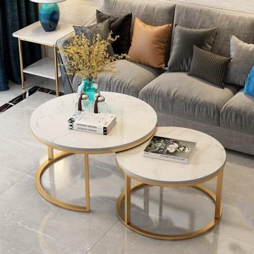 YL Stone Plate Modern Minimalist Marble Tea Table Taipei European Style Small Apartment Sofa Edge Living Room Home Light Luxury