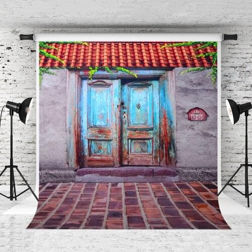 VinylBDS 5x7ft Retro Background Brick Floor Old House Rusty Iron Gate Backgrounds For Photo Studio For Children Backdrop