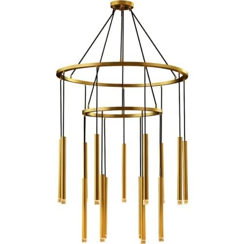 Ring design living room LED chandelier steel lamp AC110V 220V hotel lobby hanging lights