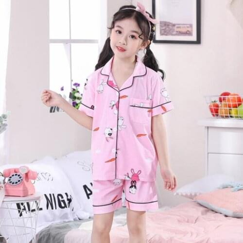 Girls Boys Sleepwear Sets Summer Childrens Pajamas For Baby Boy Clothes Cotton Pyjamas Kids T-shirt+Shorts 2pcs Cartoon Pajamas