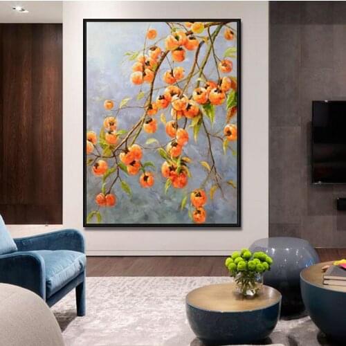 Needlework,DIY Cross stitch,Sets For Full Embroidery kit Lucky winter orange tree Printed Pattern Wedding Wall Decor