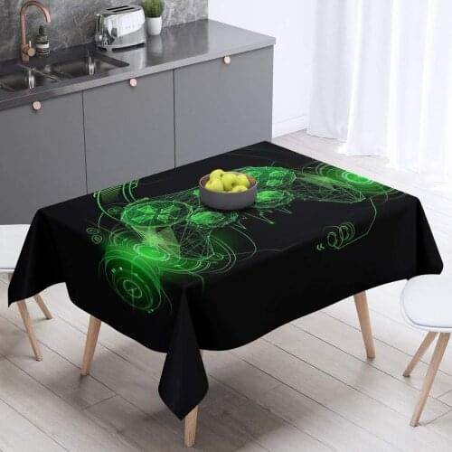 Video Games Table Clothes Green Gamepad Table Cover