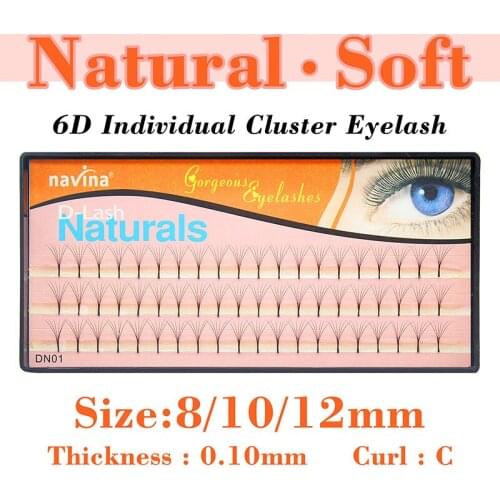Navina Professional 6D Individual Faux Mink Eyelashes Extension Natural Long Grafting False Cluster Eyelash Makeup 3D Cilia Lash