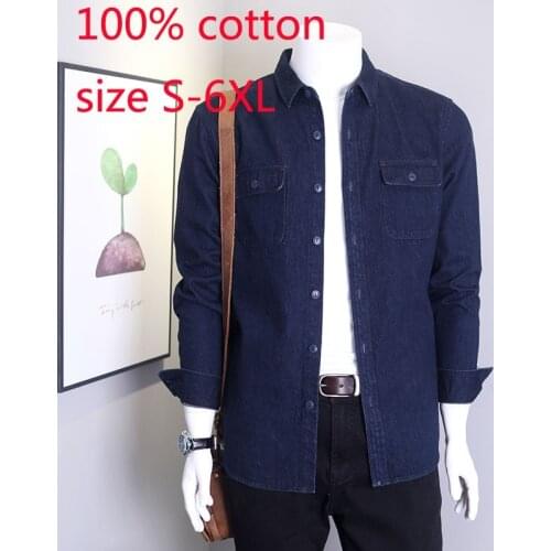 New Arrival High Quality Spring Denim Long Sleeve Fashion 100% Cotton Casual Coat Casual Shirts Plus Size S M LXL2XL3XL4XL5XL6XL