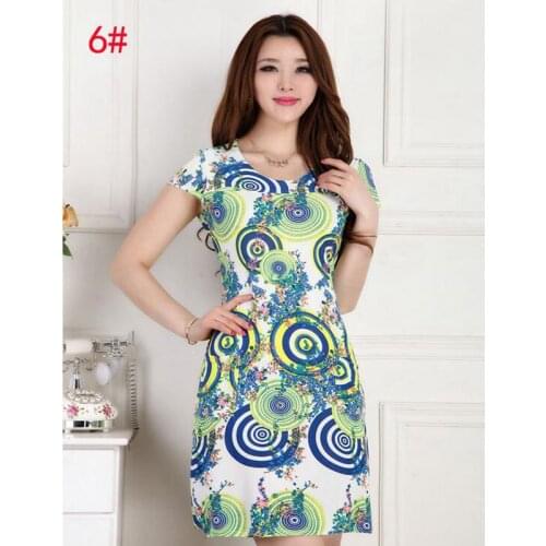 New Womens Summer Dress Fashion Slim Print Dress Casual Dress