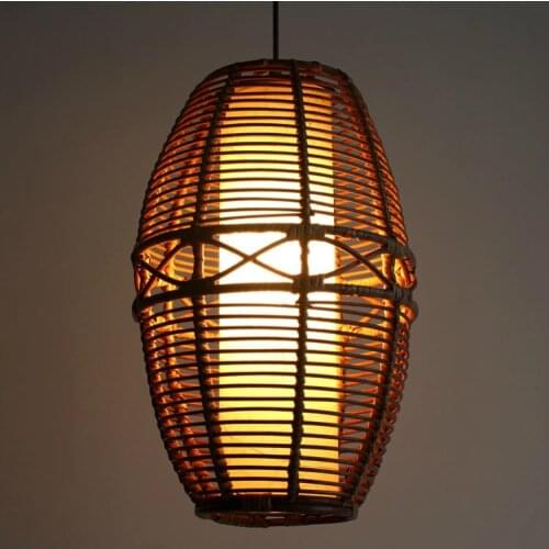 Wrapped pendant light rattan bamboo handmade coffee Western garden lamp living room chand pendant light YA72719