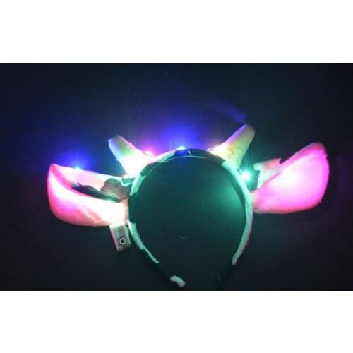 LED Blinking Light up Milk Dairy Cattle Cow Animal Ears Headband Cosplay Costume Easter Wedding Valentines Day Birthday Party