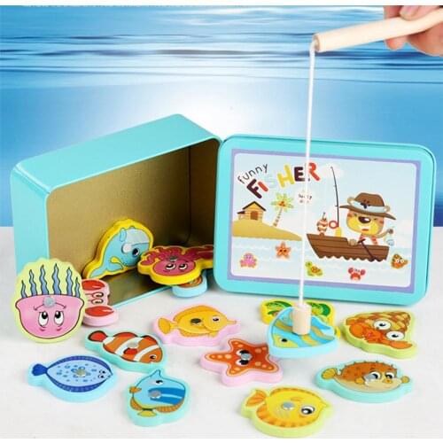 Durable Wooden Magnetic Fish Toys Health Kid Educational Puzzle Fun Game for Children Baby Christmas Gift Early Education Toys