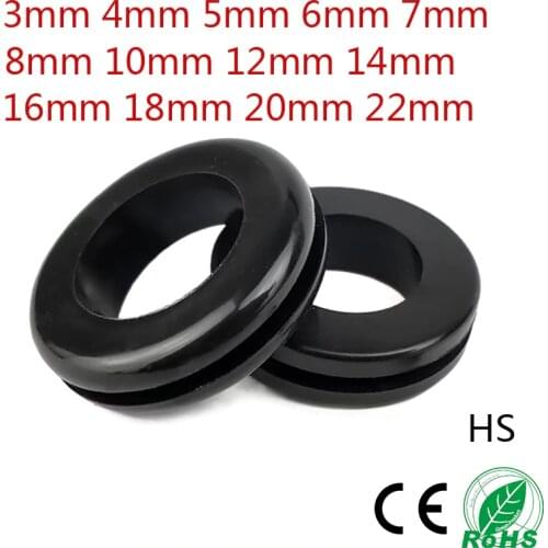 10PCS 3/4/6/8/10MM Wire Rubber Grommets Ring External Circlip For Protects Wire Cable Hose Custom Part Double Sided Armature