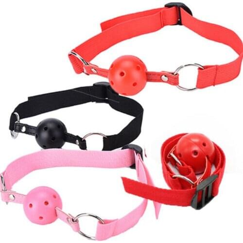 Adjustable Fetish Nylon Strap Hollow Mouth Ball Oral Gag BDSM Bondage Restraint Adult Oral Sex Toys for Couple Sex Shop