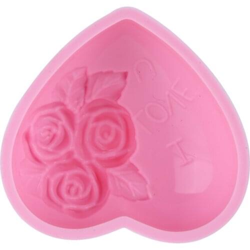 Heart 3D Rose Shaped Silicone Handmade Soap Mold Candle Polymer Clay Molds Cake Decorating Tools Craft