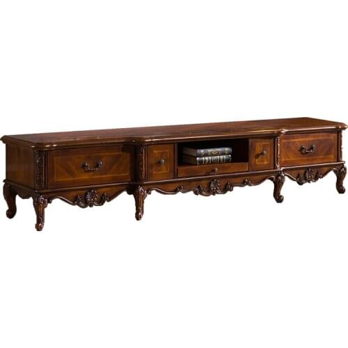 European solid wood carved TV cabinet American villa living room multifunctional cabinet furniture