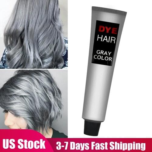 USA Stock 100ML Fashion Light Gray Color Hair Dye Cream Natural Plant Permanent Silver Hair Color Dye Hair Wax Unisex Hair Color