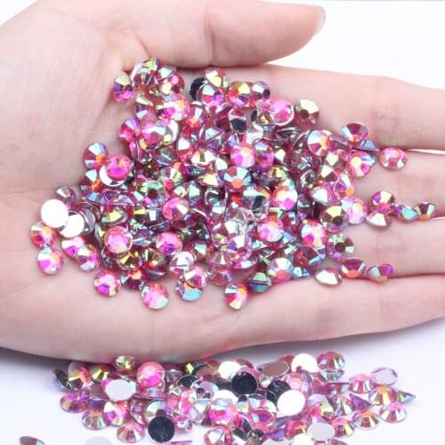Light Rose AB Resin Rhinestones Round Flatback Non Hotfix 2mm-6mm For Nails Art Decoration DIY 3D Jewelry Making