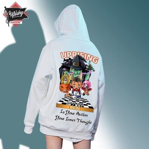 Street tide brand witch merchandise puppet chessboard hip hop long sleeved novel personality large print Hoodies, Sweatshirt