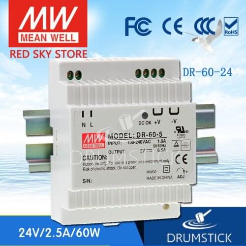 Steady MEAN WELL DR-60-24 24V 2.5A meanwell DR-60 60W Single Output Industrial DIN Rail Power Supply