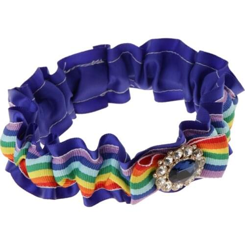 Diamante Blue Lace Bridal Garter with Rhinestone Adjust Stretch Wedding Bridal Fancy Dress