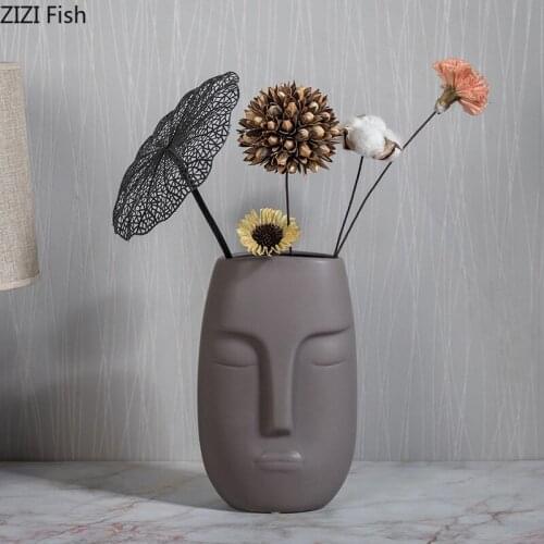 Ceramic Vase Abstract Human Face Art Tabletop Vases Desk Decor Crafts Flower Arrangement Home Decoration Accessories Modern