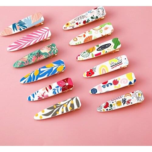 Hairpin Female Simple Korean Side Clip Girl Cute Graffiti Duckbill Clip Temperament Hairpins Bangs Clip Sen Headwear Hair Claws