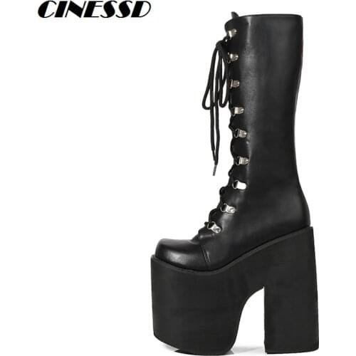 Custom large yards outside single high-barrel womens boots 17cm new nightclub DJ hate sky high stage catwalk heels women shoes