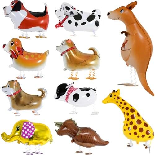 1Pc Walking Animal Helium Foil Balloon Dog Elephant Dinosaur Balloon For Baby Jungle Theme Birthday Party Decor Globos Kids Toys