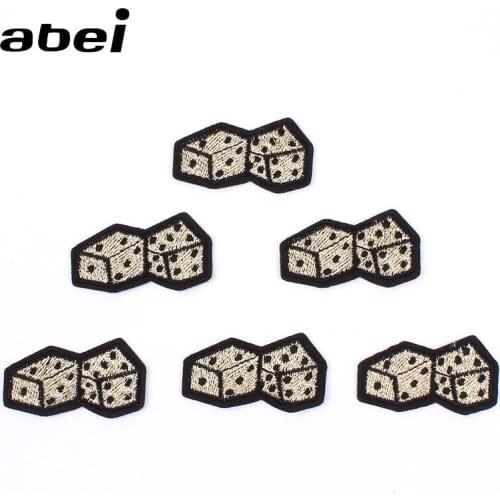 5pcs/lot Cartoon Dice Patch Embroidered Iron On Garments Stickers Diy Jeans appliques Coats Bags Badge Clothing Patches