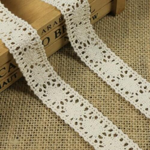 50yards 2.5cm Beige Cotton Lace Trim Ribbon Handmade DIY Accessories Patchwork Craft, Cotton Lace Trimming Crochet Trim