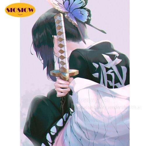 5d Diy Diamond Painting Demon Slayer Shinobu Kochou Figure Full Round Set Diamond Mosaic Embroidery Cross Stitch Home Decor Gift