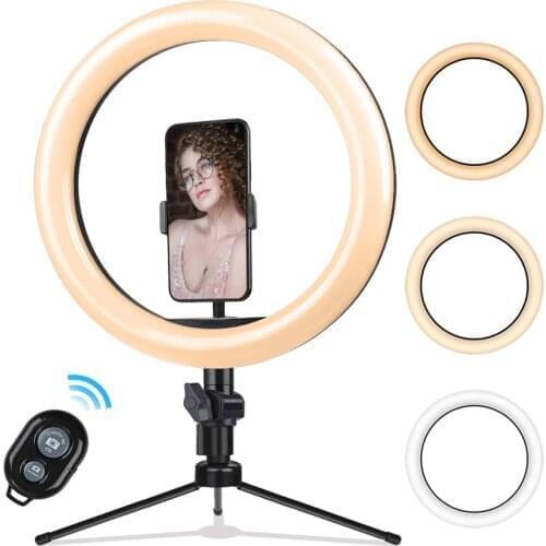 6 Inch Ring Light with Stand LED Camera Selfie Light Ring for iPhone Tripod and Phone Holder for Video Photography