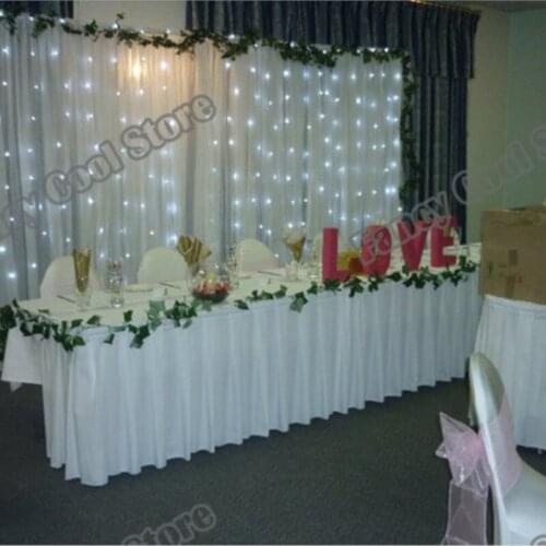 2017 white 3m*6m starlight for Wedding Backdrop Curtain with swag with Led Light for Wedding Decoration