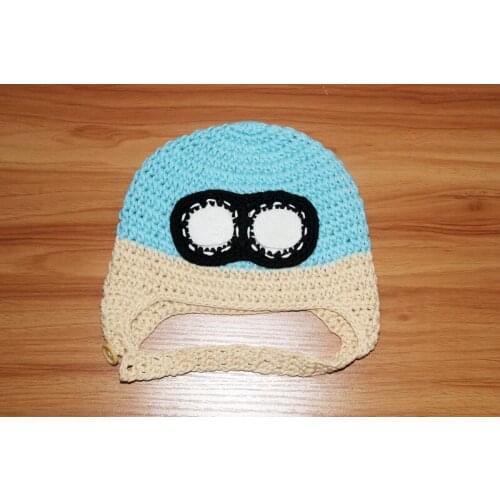 Free shipping, NEW Handmade crochet girls Pilot hat airplane bomber hat with glasses.100% cotton children aviator hat