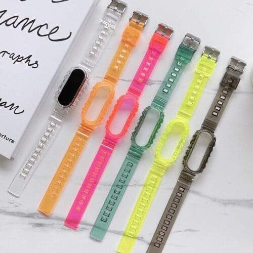 BOORUI For Xiaomi Mi Band 5 4 3 Colorful Strap Transparent Mi Band 4 Straps Silicone Replacement Wristband